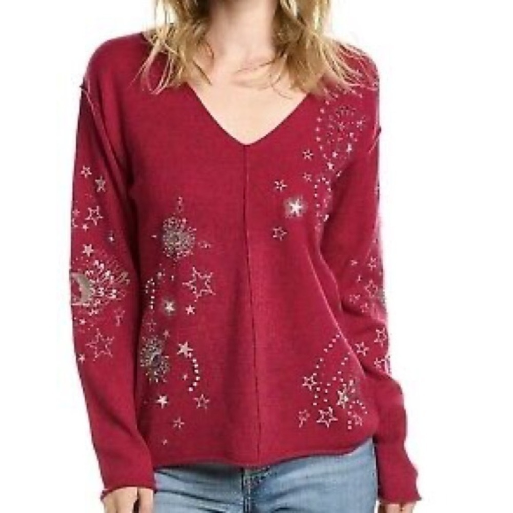 Johnny Was XANDRA cashmere blend V‑NECK PULLOVER NWT